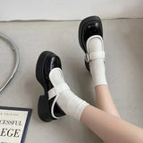 Womens Derby Shoes Autumn Female Footwear Clogs Platform Leather Fall Dress New Creepers Retro Basic Mary Janes Rubber PU Hoof