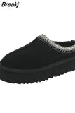 Flats Platform Women Snow Boots Suede Plush Warm Casual Shoes 2023 Winter New Thick Goth Fashion Shoes Chelsea Women