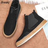Winter Cotton Boots Fashion Thermal Insulation Cotton Shoes Men's Leather Boots Soft Soled Casual Men Shoes Sports