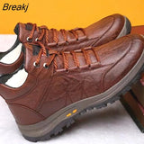 Men's PU Leather Casual Shoes Autumn Winter Lace-up Platform Sneakers Male Travel Shoes Hiking Shoes British Style Mens