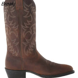 Men Boot 2021 Mid Calf Western Cowboy Motorcycle Boots Male Autumn Outdoor PU Leather Totem Med Heel Fashion Designed Men