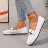 Breakj Casual Single-Shoe Lef Shoes Light-Mouthed Bean Shoes Women's 2025 New Fashion Metal Chain Large-Size Mother