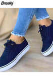 New Women's Low-top Vulcanized Shoes Round Toe Casual Shoes Flat Shoes Lace-up Walking Shoes Women Versatile