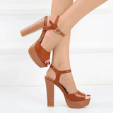 Women Sandals 2023 Fashion Waterproof Platform 13CM Thick Heel Shoes Concise Buckle Strap Model Womens Sexy High