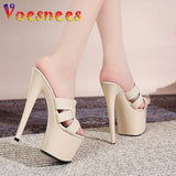 Stage Sandals Summer Model Extreme High Heels 16CM Women Thick Platform Slippers Europe And America Strip Show