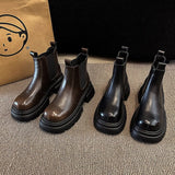 Real Soft Leather Chelsea Short Boots Fall 2024 New British Chimney Boots Muffin Thick-Soled Martin