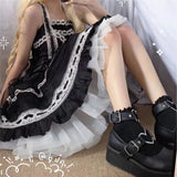 Dropship Sweet Lolita Style Gothic Cosplay Black Pink Cozy Wedges Mary Jane High Heels Pumps Platform Shoes Woman