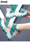Platform Sandals Women 2023 New Summer Chunky High Heels Female Wedges Shoes for Women Fish Toe Red Sandalia
