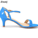 Colour Patent Hot Summer Sexy Party Low High Heels Sandal Women Pumps Shoes