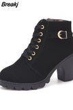 Ankle Boots for Women Autumn Winter 2023 Fashion Woman High Heel Shoes Female Brown Short Leather Booties Botines