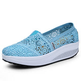 Women Shoes 2023 Fashion Mesh Breathable Sport Sandals Summer Wedge Platform Lace Sneakers Female Weave Casual Shoes