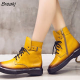 Leather Shoes Women Boots 2022 Autumn Winter Fashion Handmade Ankle Boots Warm Soft Outdoor Casual Flat Shoes