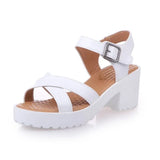 Size 45 Women Ankle Buckle High Heel Sandals Summer 2023 Fashion Platform Sandles Woman Thick Sole Gladiator Sandalias