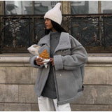 Casual Lapel Zipper Plush Coat Women's Loose Long Sleeved Solid Jacket With Pockets 2023 Autumn/Winter Warm Street
