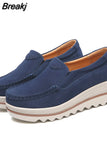 Women Flats Shoes Platform Sneakers Slip On Flats Leather Suede Ladies Loafers Moccasins Casual Shoes Women