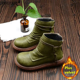 Female Literary Retro Big Head Doll Shoes Japanese Style Thick-Soled Plus Velvet Comfort Women Boots Casual Ankle
