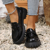 Breakj Thick-Bottomed Coarse Heel Leuk-F Wind Small Leather Shoes Spring And Autumn New Retro One-Legged Single