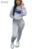 Two Piece Set Women Hooded Sweatsuits Fashion Pink Letter Leopard Print Tracksuit Casual Female Outfits Streetwear