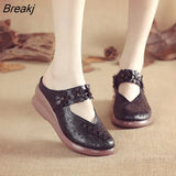 Women Sandals 2022 Summer Comfort Platform Sandals Genuine Leather Hollow Out Increase Non-slip Fashion Women