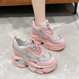 White Laser Chunky Sneakers Women Spring Autumn Fashion Platform Shoes Woman Fashion Thick Sole Hidden Heels Sports
