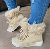 Breakj Short-Haired Long Hairy Leather Snow Boots Women's Wind Plus Thick