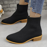 Knit Women Boots Stretch Fabric Solid High Heels Pointed Toe Breathable Socks Shoes for Women Slip on Casual Ankle