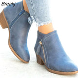 Women Ankle Boots Autumn Low Heels Boots Platform Sexy Ladies Blue Zip Pumps Boots Shoes New Winter Women's Boots 2023