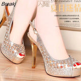 New Fashion Sexy Thin High Heels Red-sole Shoe Peep-toe Platform Hollow Out Buckle Strap Women Party Gladiator