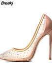 Shoes pointed toe glitter rhinestone stiletto sexy 12cm high heel wedding party dating pumps 8cm 10cm SJ007