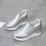 Large Size One Foot Pedal Lazy Shoes Fashion Diamond Pine Platform Leisure Inside Increased Single Shoes