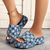 Women's Shoes Summer New Slope And Thick Bottom Beggar Beach Shoes Wearing Denim