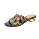 Slippers Full Of Diamond High Heels Women's New Fashion Thick Heels Wear Fashionable Sexy Slippers In The Summer Of