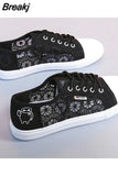 Women Shoes 2023 Fashion Summer Casual White Shoes Cutouts Lace Canvas Hollow Breathable Platform Flat Sneakers Zapatillas