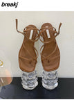 New Summer Women Sandals Fashion Square Toe Flat Heel Ankle Strap Shoes Narrow Band Casual Slides Green Sliver Female
