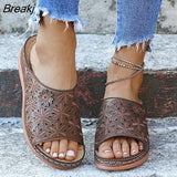 2021 Women's Open Toe Orthopedic Sandals Non-slip Leather Platform Retro Shoes Casual High Quality Platform