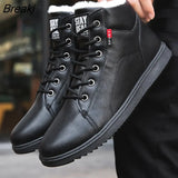 Snow Boots Winter Cotton Men Casual Shoes Leather Man Ankle Boots Fashion Black Shoes Winter Men Boots Warm Shoes With
