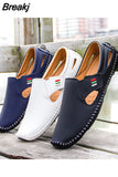 2023 Summer Breathable Leather Shoes Men Casual Loafers Brand Design Handmade Men Flats Soft Leather Moccasins Boat