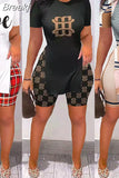 Summer New Printing Shorts Sets Women Round Neck Side Slit Top And Shorts Two Piece Set Fashion Streetwear 2pcs