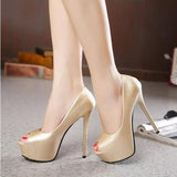 Pumps Shoes Woman High Heels 14CM Ladies Shoes 2023 Waterproof Table Fishmouth Shallow Korean Night Club Female