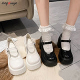 Women Classic Pumps Fashion Platform Shoes On High Heels Chunky Heel 2023 Spring Fashion Marry Jane Punps Buckle Strap