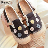 Women Shoes Round Toe Cotton Linen Flower 2022 New Spring Concise Handmade Leisure Comfortable Ladies