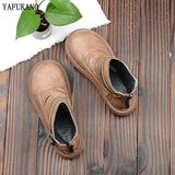 Female Literary Retro Big Head Doll Shoes Japanese Style Thick-Soled Plus Velvet Comfort Women Boots Casual Ankle