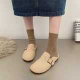 Spring Women's Closed Toe Slippers Cow Suede Leather Clogs Sandals For Women Retro Fashion Garden Mule Clog Slides