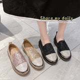 Size 2023 Spring And Autumn New Muffin Thick Sole Single Shoes Women's Fashion Water Diamond Dazzling Color Round Head Leisure