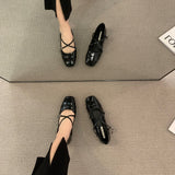 Heel Loafers Silver Mary Jane Pumps Square Head Single Women's Shoes New Spring Cross Belt Buckle Moccasins Heels