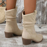 Spring and Autumn New Round Head Leather Face White Cover Fashion Women's Large Medium Sleeve Boots Women
