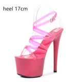 Women Sandals Shoes Steel Tube Dancing Striptease Female Shoes Model high-heeled 17.5CM Sandals Transparent Wedding