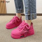 Women Platform Sneakers Star Design Casual Outdoor Sports Shoes Tennis Shoes Skateboard Trainers Skate Flats Sneakers For