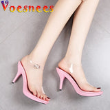 For Women 2023 Summer New Fashion Design Transparent Thin Heel Party Shoes 9.5cm High Heels Ladies Open Toe