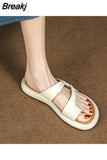 Buckle Thick Sole Sandals for Women Summer New Fashion Casual Rhinestone Roman Shoes Pu Leather Flat Sandalias De